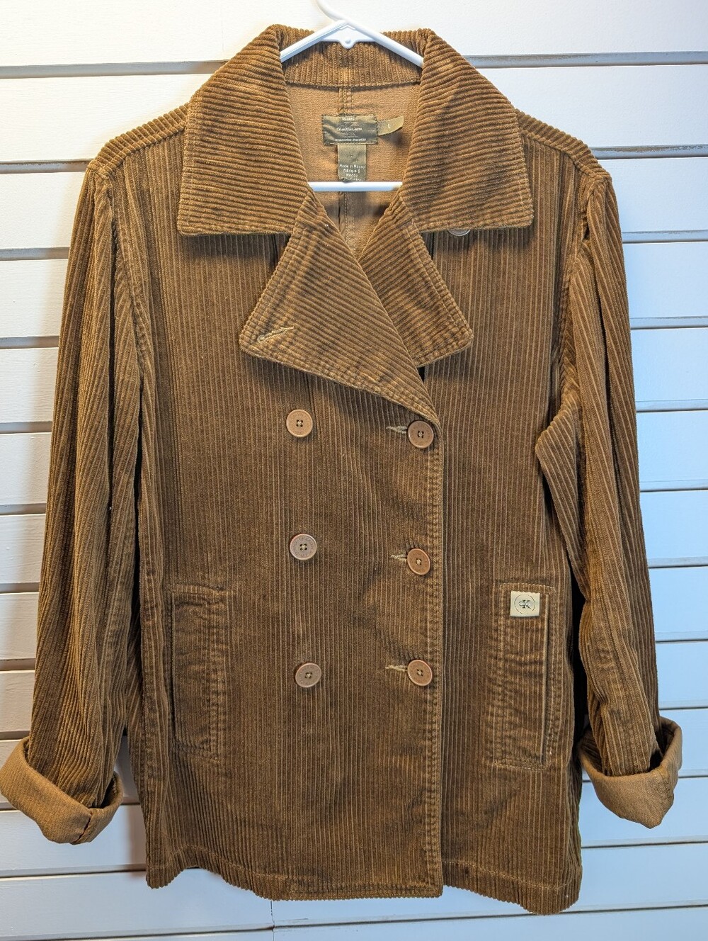 Vintage Calvin Klein Jeans Brown Corduroy Peacoat Size L EUC